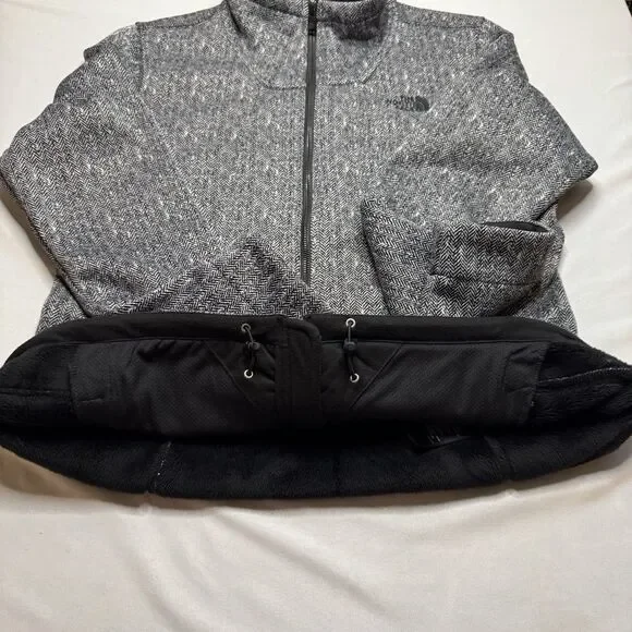 The North Face Women’s Large Jacket Gray Herringbone Softshell Fleece Zip Up - Picture 11 of 11